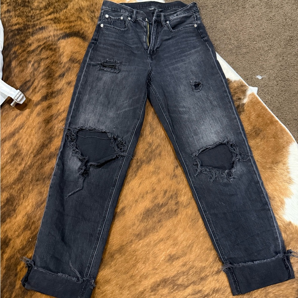 Distressed Black Women's Jeans